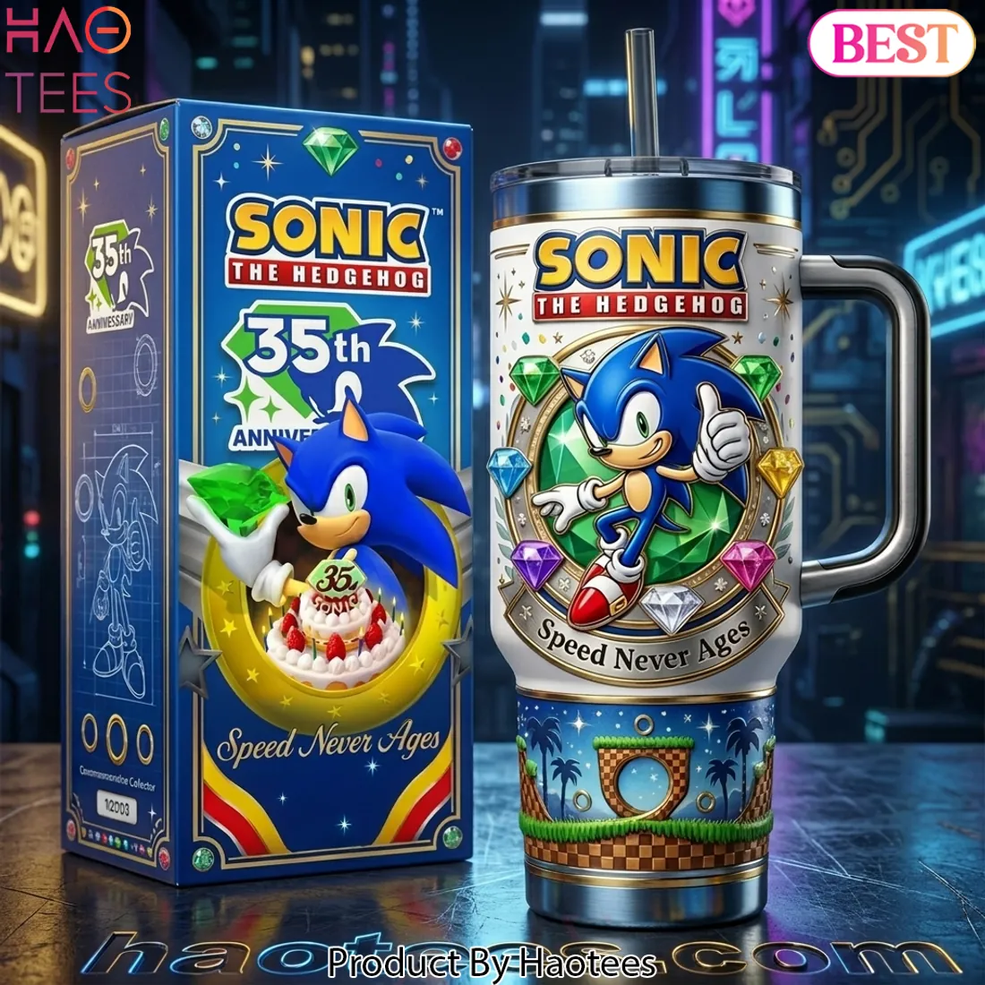 Sonic The Hedgehog 35th Anniversary Speed Never Ages Tumbler Sonic The Hedgehog 35th Anniversary Speed Never Ages Tumbler