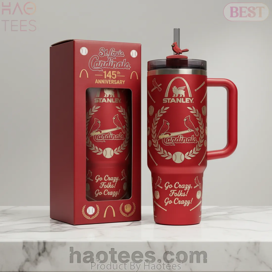 St. Louis Cardinals 145th Anniversary Stanley Red Handled Tumbler