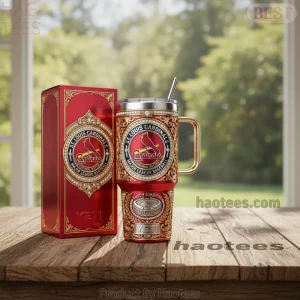 St. Louis Cardinals Luxury Diamond 40oz Insulated Tumbler with Lid and Handle