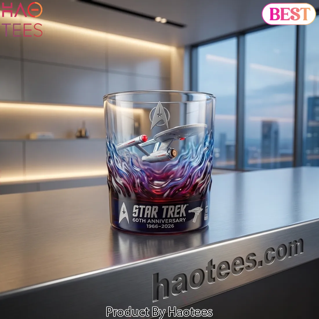 Star Trek 60th Anniversary USS Enterprise Commemorative Whiskey Glass