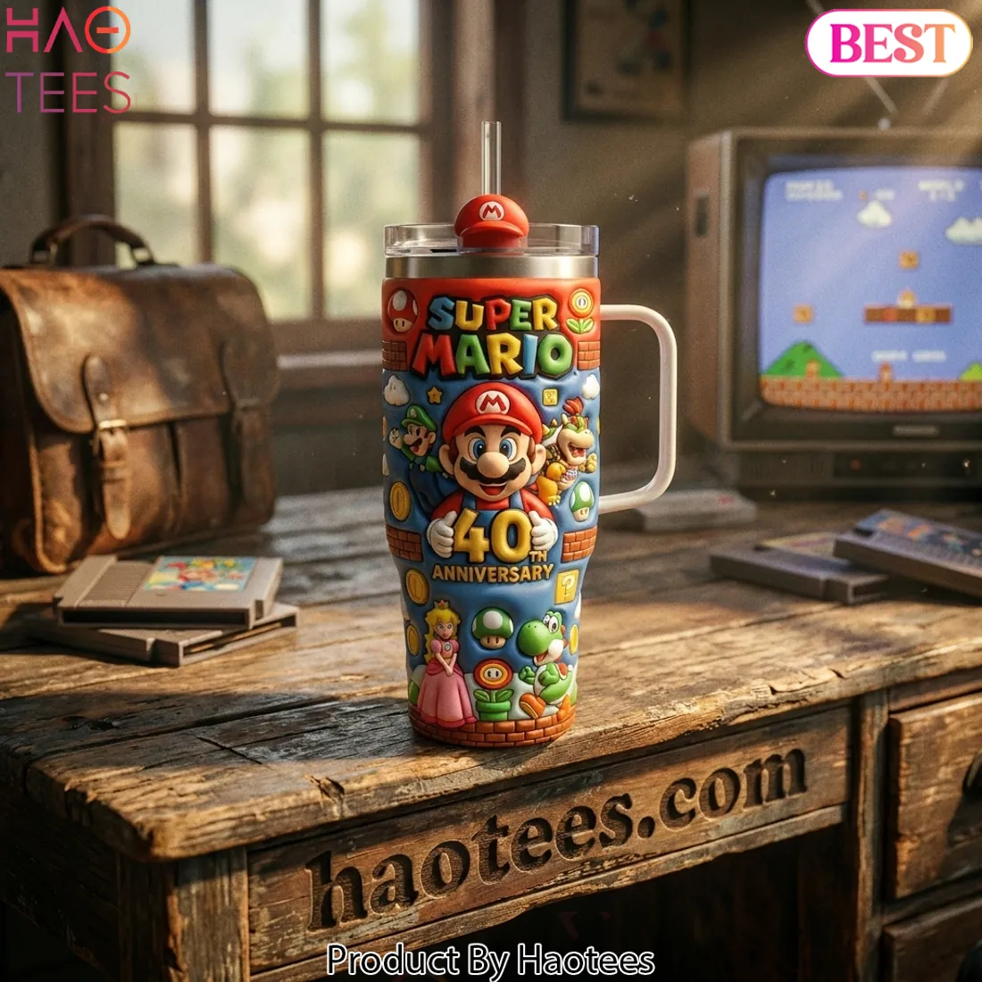 Super Mario 40th Anniversary Commemorative Tumbler With Handle