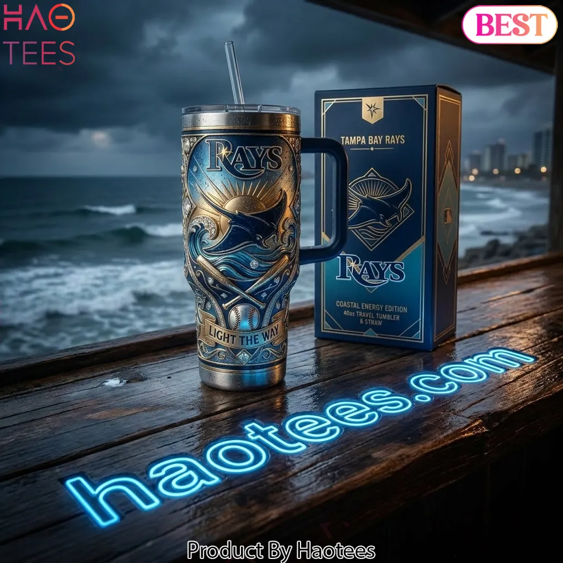 Tampa Bay Rays Coastal Energy Edition 40oz Tumbler With Handle & Straw