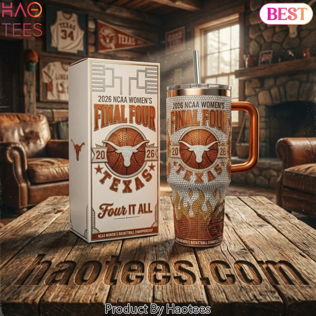Texas Longhorns 2026 NCAA Women's Final Four Rhinestone 40oz Insulated Tumbler