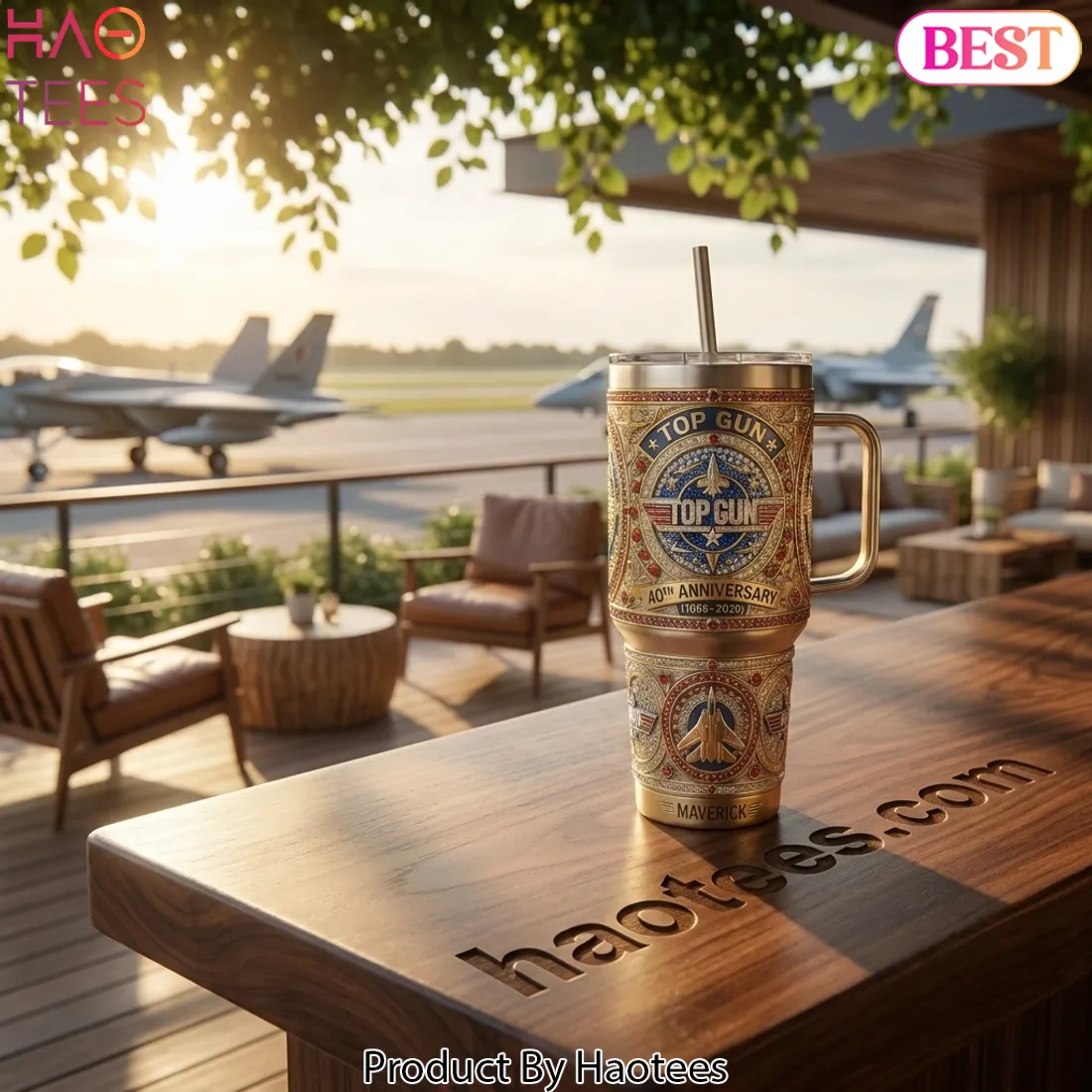 Top Gun 40th Anniversary Luxury Gold Jeweled Handle Tumbler