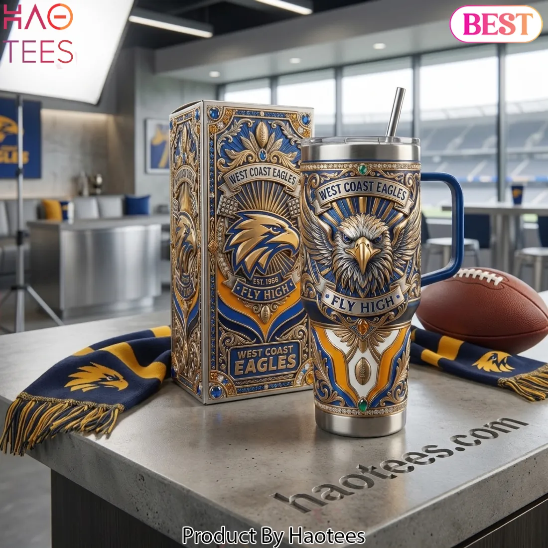 West Coast Eagles Luxury Eagle Emblem 40oz Tumbler With Handle West Coast Eagles Luxury Eagle Emblem 40oz Tumbler With Handle