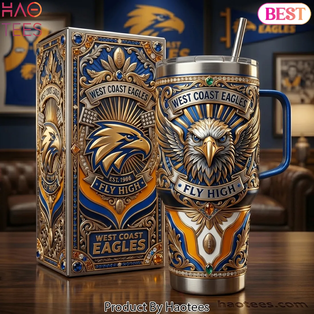 West Coast Eagles Luxury Eagle Emblem 40oz Tumbler With Handle West Coast Eagles Luxury Eagle Emblem 40oz Tumbler With Handle