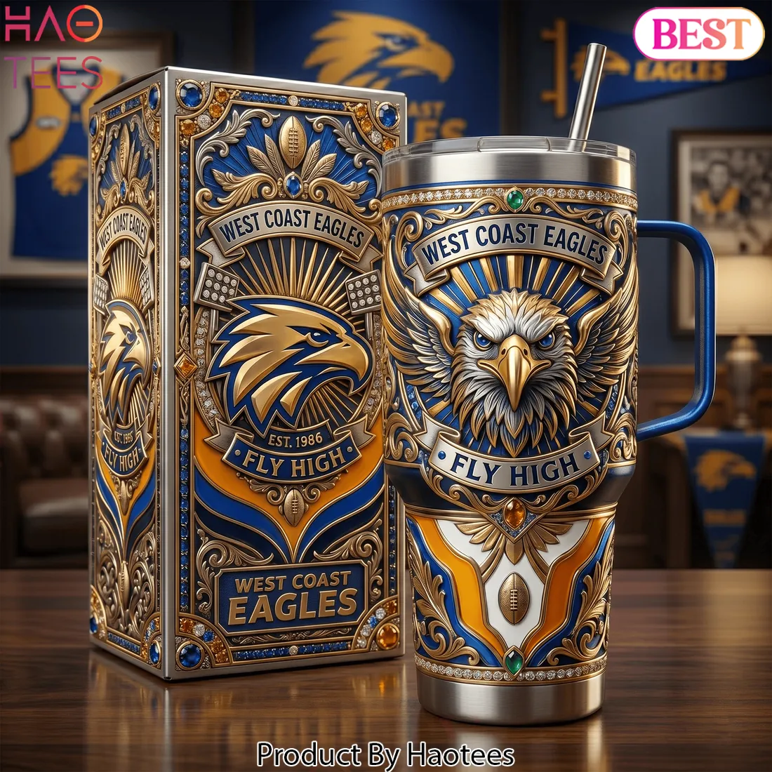 West Coast Eagles Luxury Eagle Emblem 40oz Tumbler With Handle West Coast Eagles Luxury Eagle Emblem 40oz Tumbler With Handle