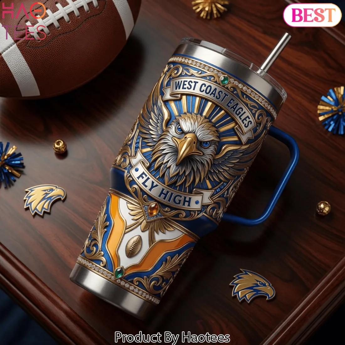 West Coast Eagles Luxury Eagle Emblem 40oz Tumbler With Handle West Coast Eagles Luxury Eagle Emblem 40oz Tumbler With Handle