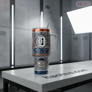 YETI Detroit Tigers Premium Ornate 40 oz Jewel-Encrusted Tumbler with Handle and Straw