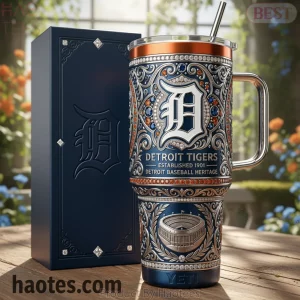YETI Detroit Tigers Premium Ornate 40 oz Jewel-Encrusted Tumbler with Handle and Straw