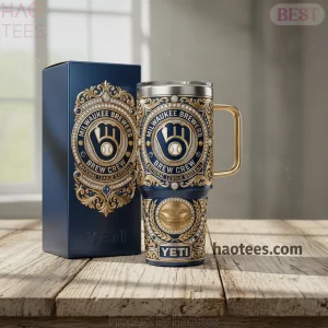 YETI Milwaukee Brewers Luxury Gold Diamond 40oz Insulated Tumbler with Handle