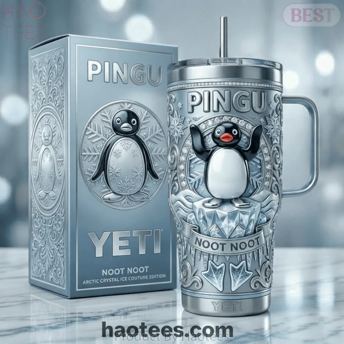 Yeti Pingu Noot Noot 3D Arctic Crystal Couture Stainless Steel Tumbler