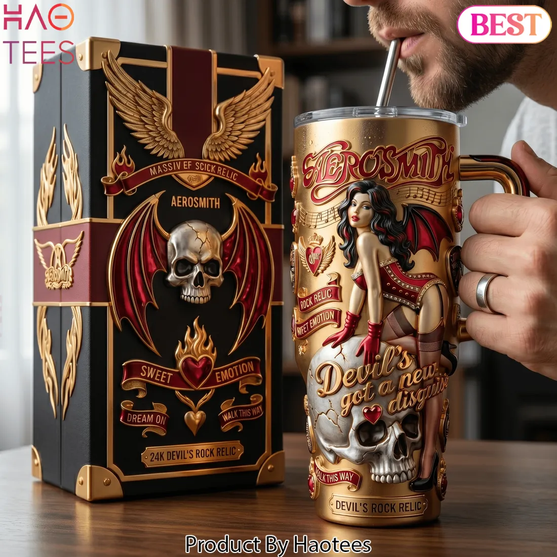 Aerosmith 24K Devil’s Rock Relic Gold 3D Tumbler Aerosmith 24K Devil’s Rock Relic Gold 3D Tumbler
