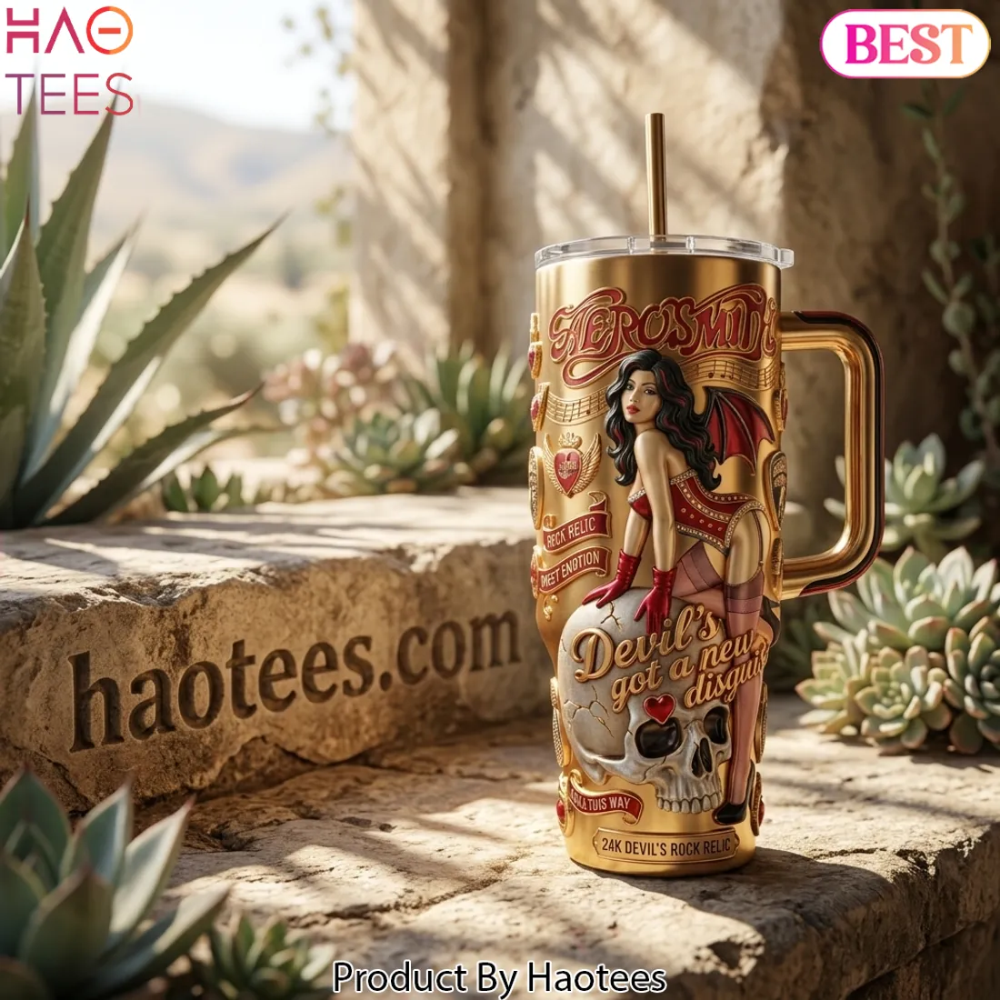 Aerosmith 24K Devil's Rock Relic Gold 3D Tumbler