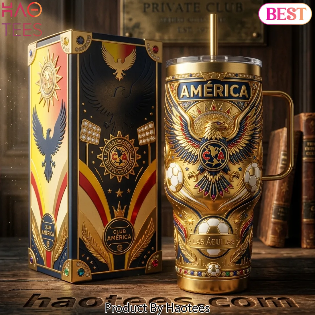 AMÉRICA Gold Premium 40oz Insulated Tumbler with Handle