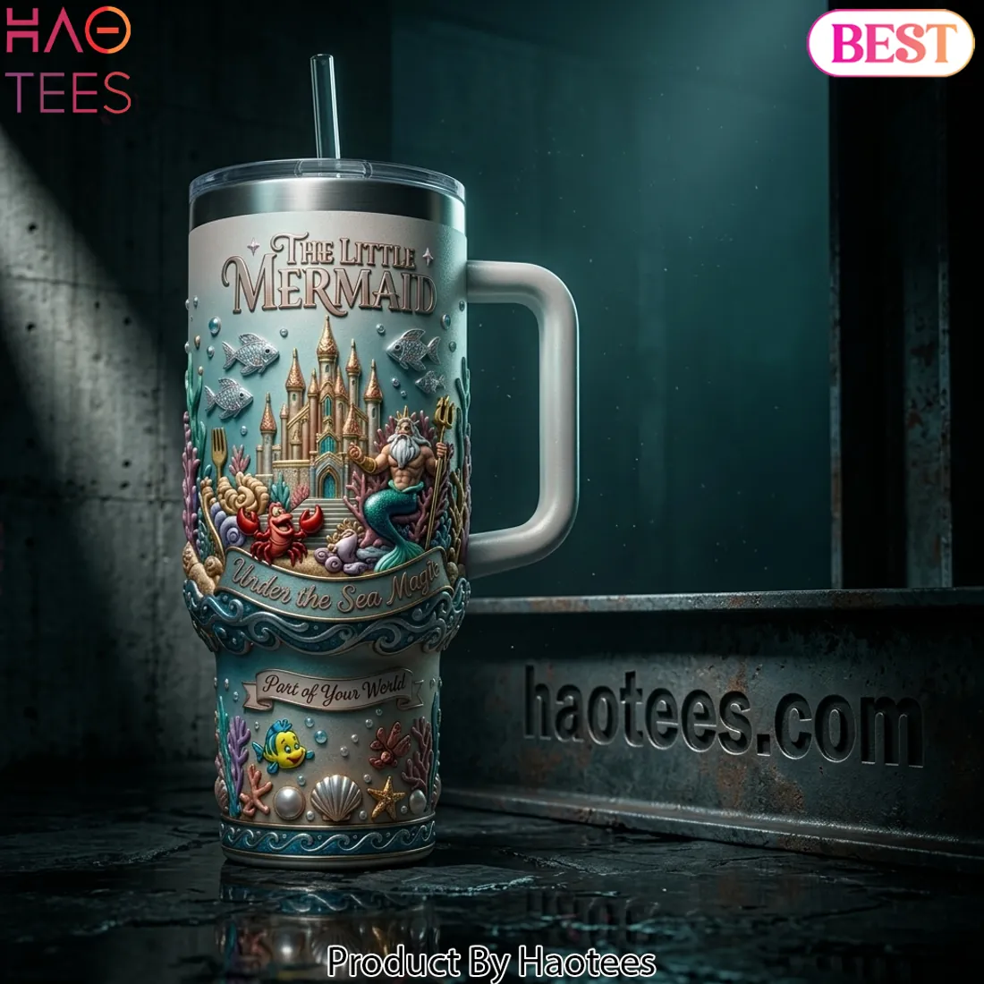 Ariel The Little Mermaid Part of Your World Premium 40oz Tumbler With Handle Ariel The Little Mermaid Part of Your World Premium 40oz Tumbler With Handle