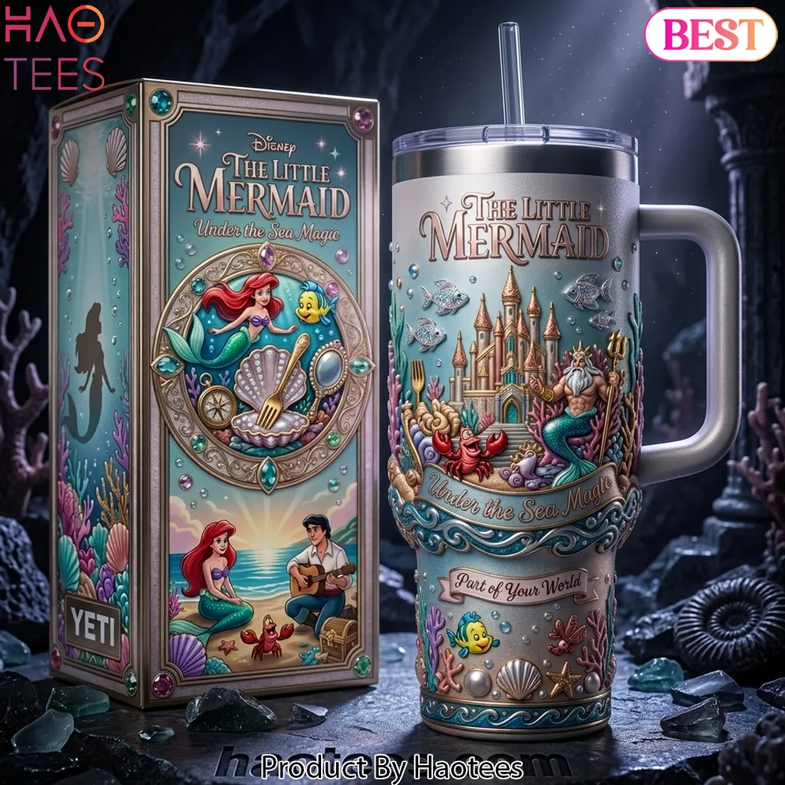 Ariel The Little Mermaid Part of Your World Premium 40oz Tumbler With Handle Ariel The Little Mermaid Part of Your World Premium 40oz Tumbler With Handle