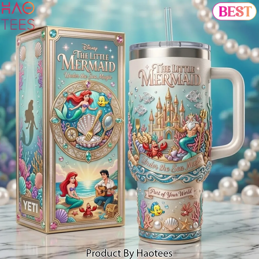 Ariel The Little Mermaid Part of Your World Premium 40oz Tumbler With Handle Ariel The Little Mermaid Part of Your World Premium 40oz Tumbler With Handle