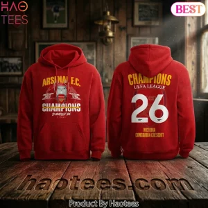 Arsenal FC Champions League Budapest 26 Final Commemorative Red Hoodie