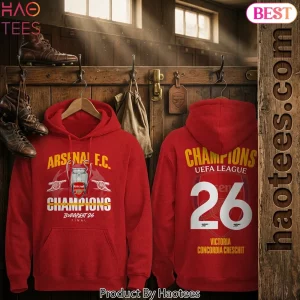 Arsenal FC Champions League Budapest 26 Final Commemorative Red Hoodie