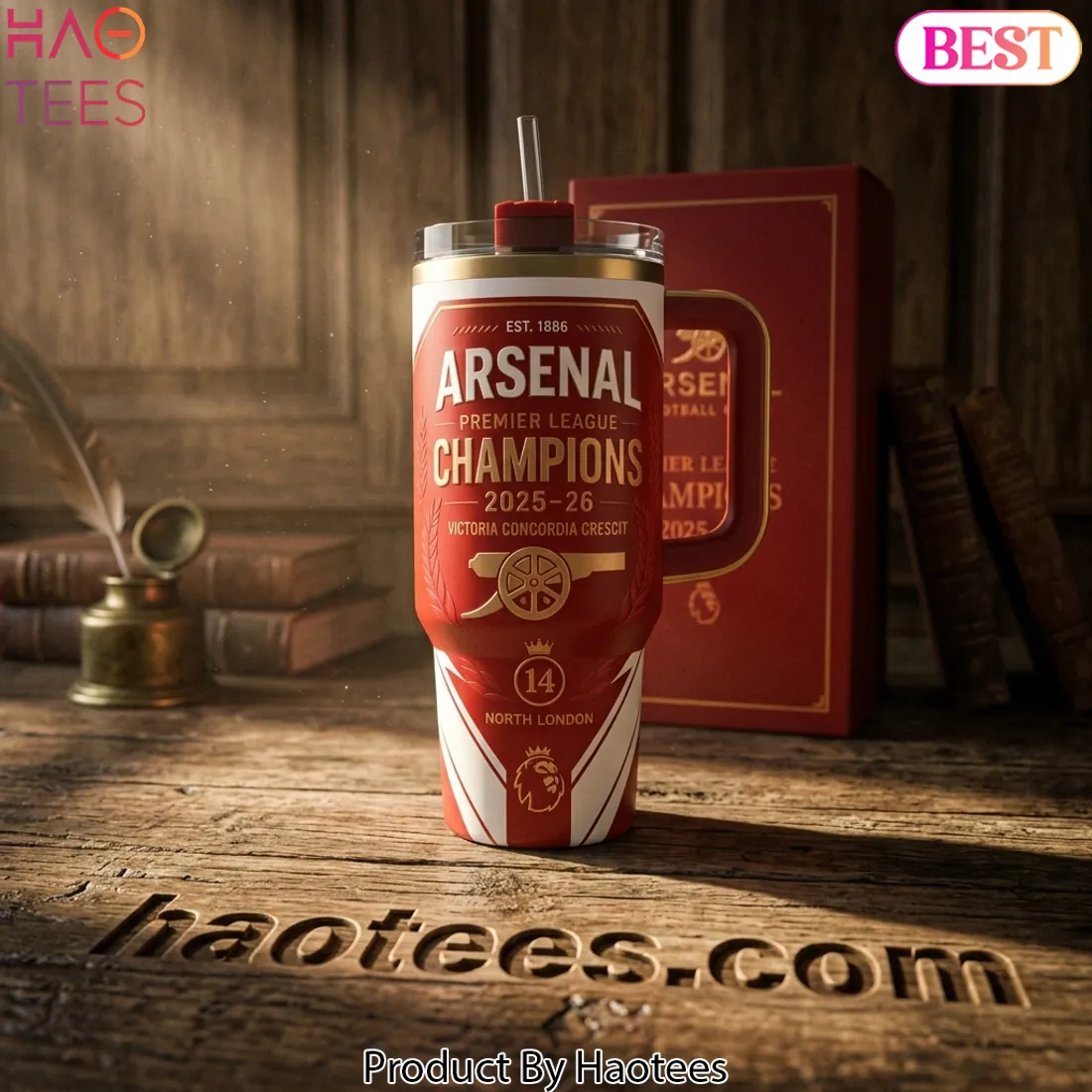 Arsenal Premier League Champions 2025-26 Commemorative Travel Tumbler