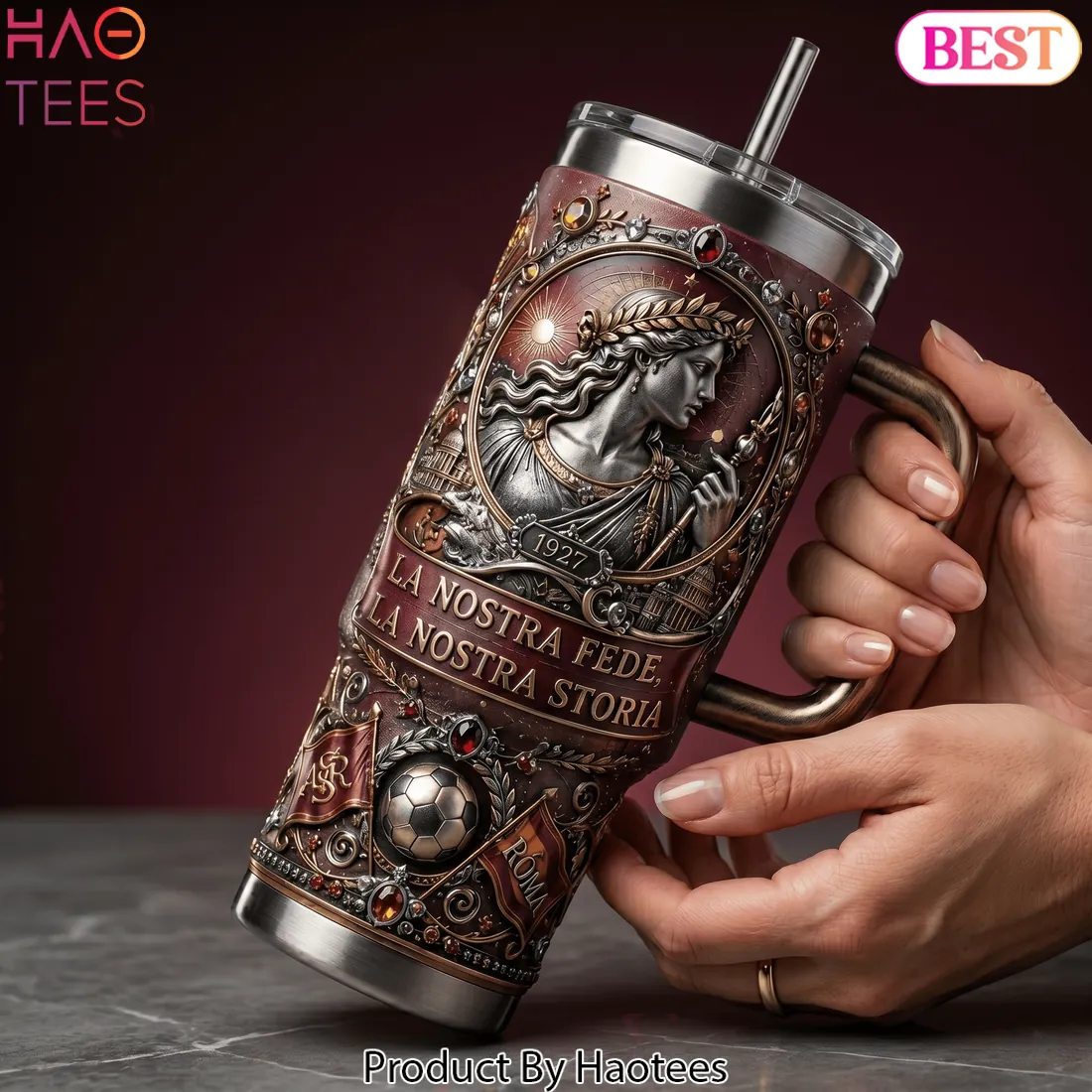 AS Roma 1927 “La Nostra Fede” Commemorative 40oz Tumbler with Handle AS Roma 1927 “La Nostra Fede” Commemorative 40oz Tumbler with Handle