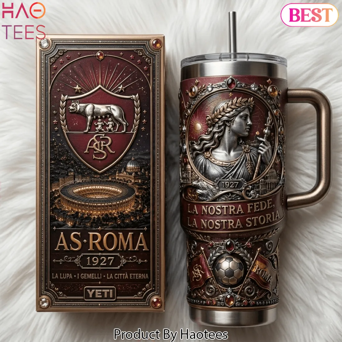 AS Roma 1927 “La Nostra Fede” Commemorative 40oz Tumbler with Handle AS Roma 1927 “La Nostra Fede” Commemorative 40oz Tumbler with Handle