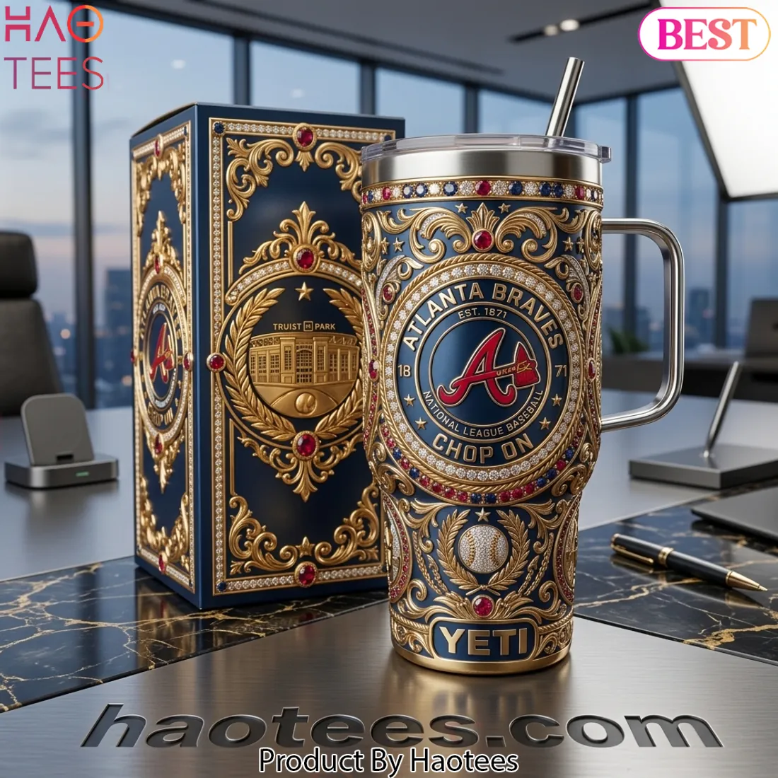 Atlanta Braves Luxury Gold Truist Park 40oz Tumbler