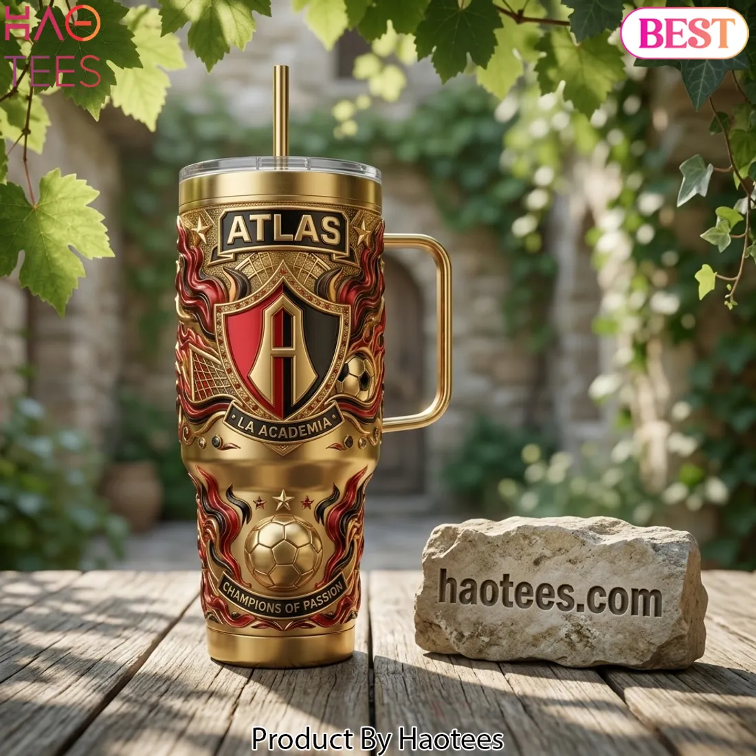 Atlas FC La Academia Gold Premium 40oz Tumbler with Handle