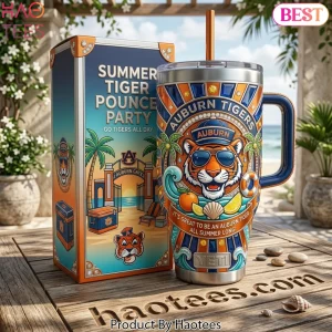 Auburn Tigers Summer Pounce Party Premium 40oz Tumbler with Handle