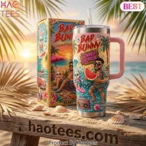 Bad Bunny Summer Vacation 40oz Insulated Tumbler with Handle