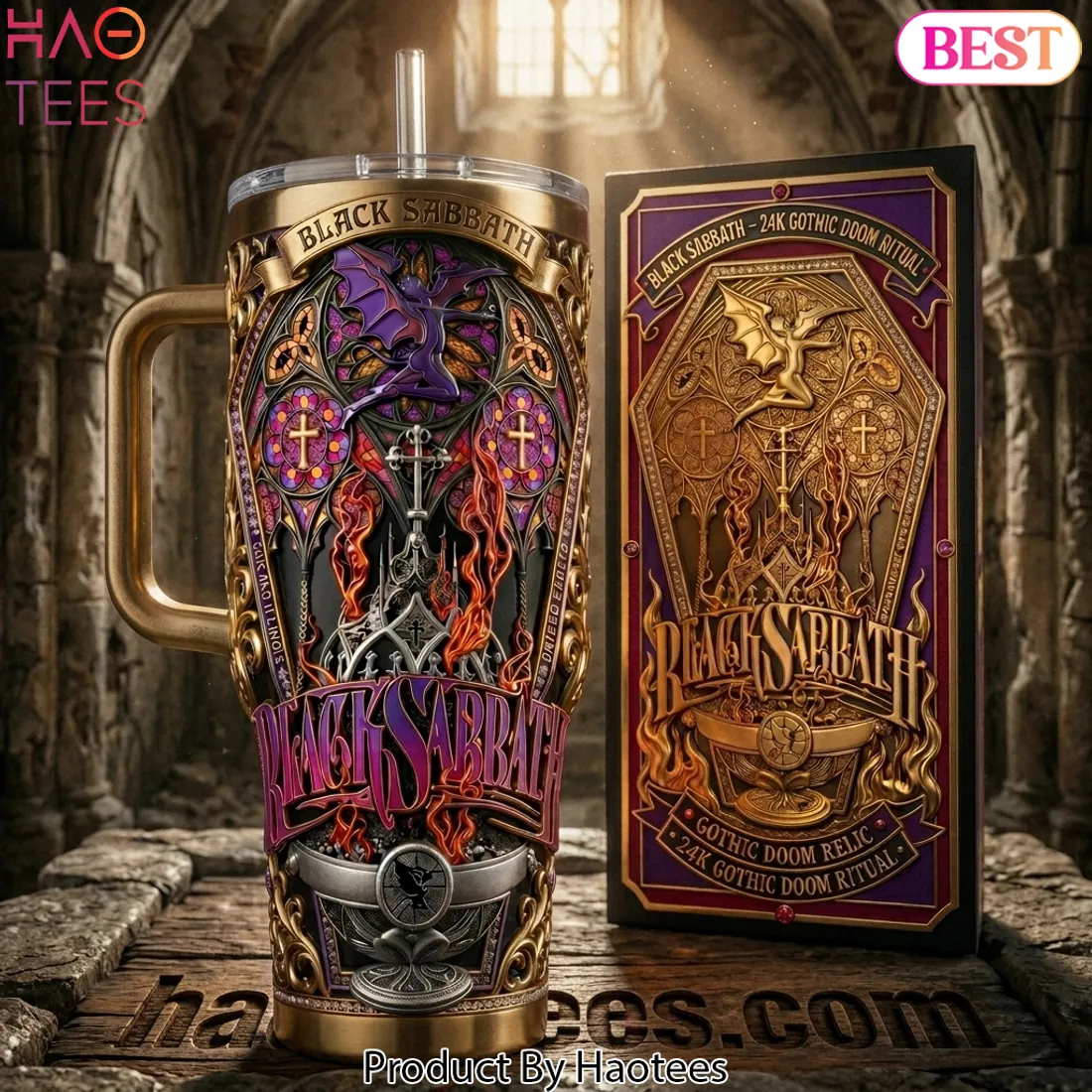 Black Sabbath 24K Gothic Doom Ritual 40oz Tumbler with Handle