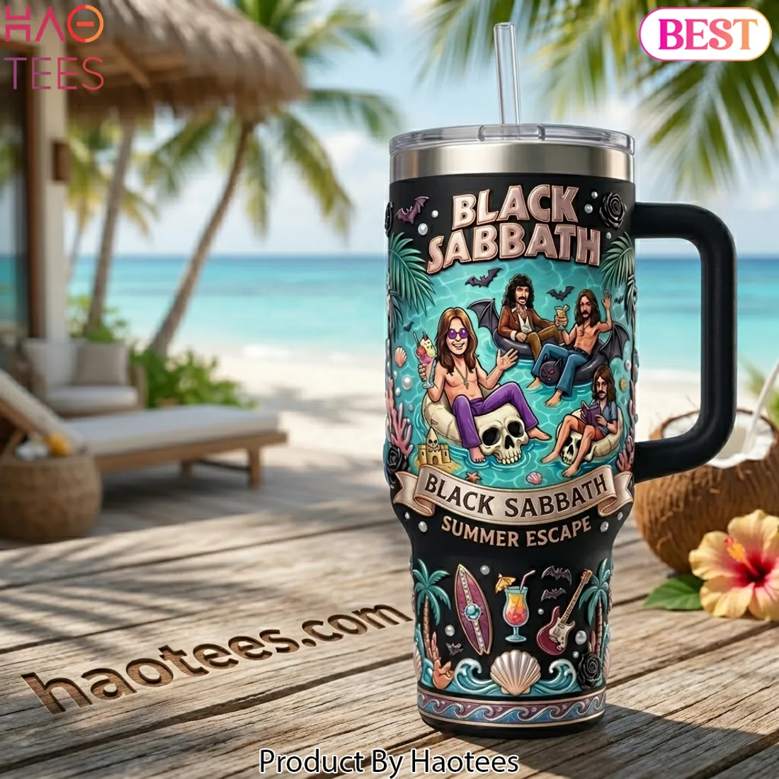 Black Sabbath Summer Escape Premium 40oz Tumbler With Handle