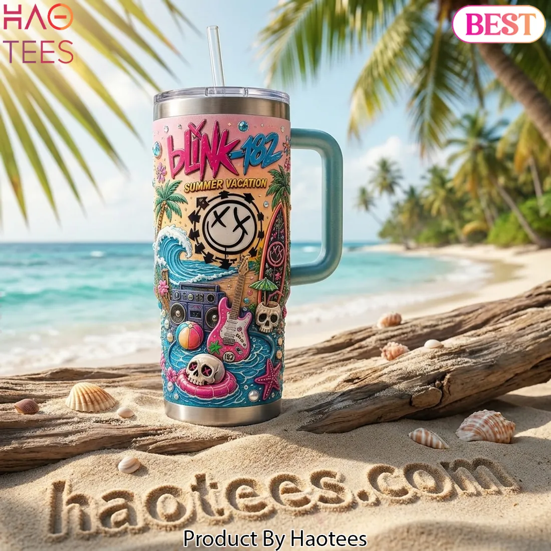 Blink-182 Summer Vacation 40oz Insulated Tumbler With Handle