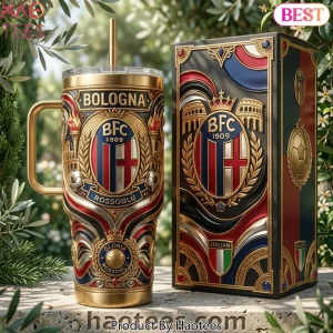 Bologna FC 1909 Rossoblù Premium Gold 40oz Tumbler with Handle