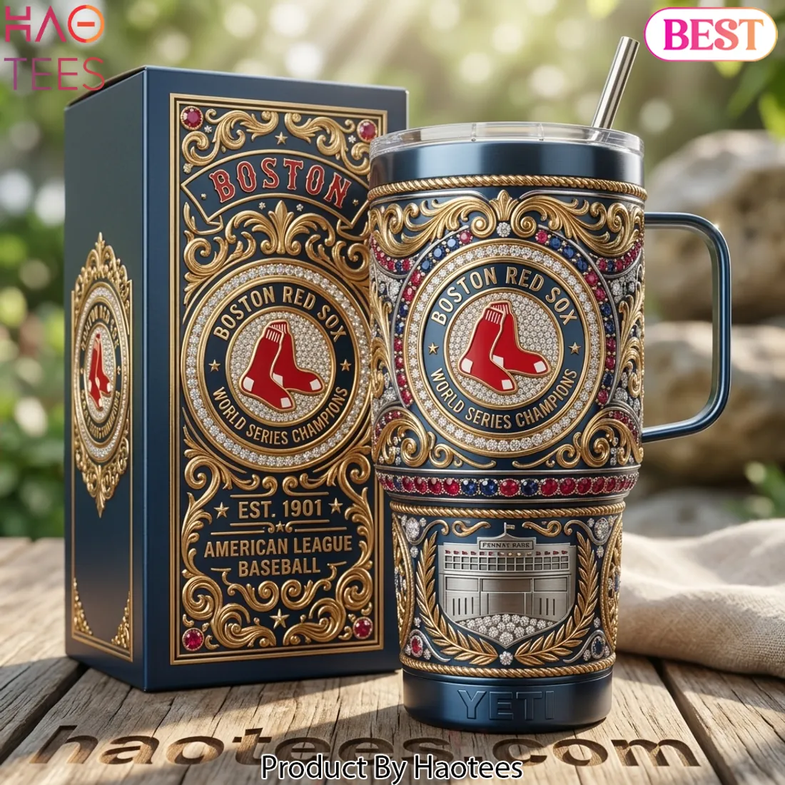 Boston Red Sox World Series Champions Luxury Gemstone Embellished Tumbler
