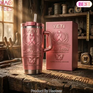Breast Cancer Awareness 2026 Hope Strength Courage Handle Tumbler