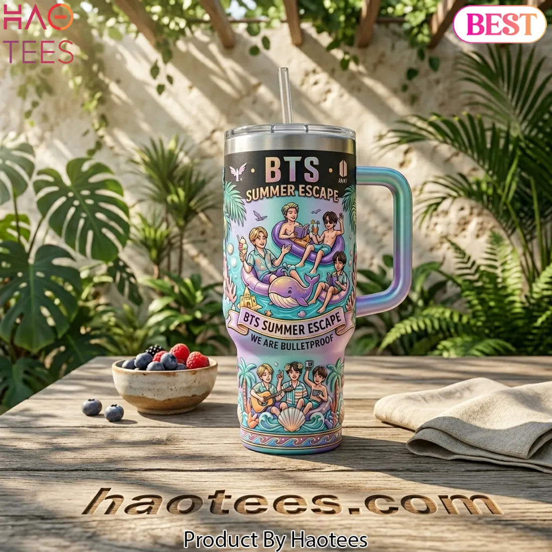 BTS Summer Escape We Are Bulletproof Handled Insulated Tumbler