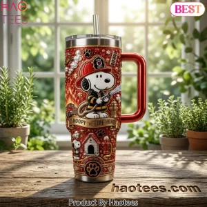 Built By Fire Snoopy Fire Dept. Premium 40oz Tumbler With Handle
