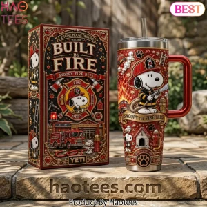 Built By Fire Snoopy Fire Dept. Premium 40oz Tumbler With Handle