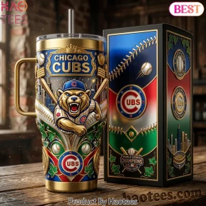 Chicago Cubs World Series Champions Premium 3D Gold 40oz Tumbler