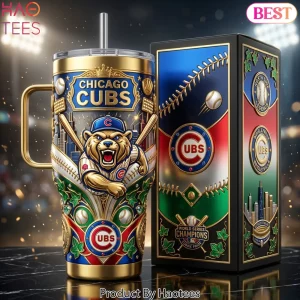 Chicago Cubs World Series Champions Premium 3D Gold 40oz Tumbler