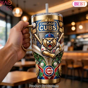 Chicago Cubs World Series Champions Premium 3D Gold 40oz Tumbler