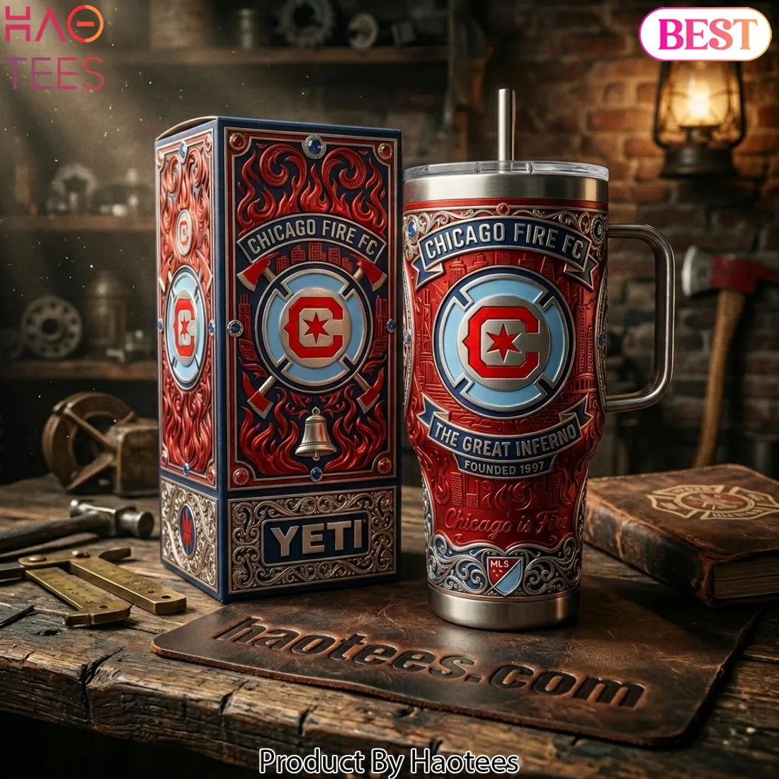 Chicago Fire FC The Great Inferno 3D Embossed Premium 40oz Tumbler With Handle