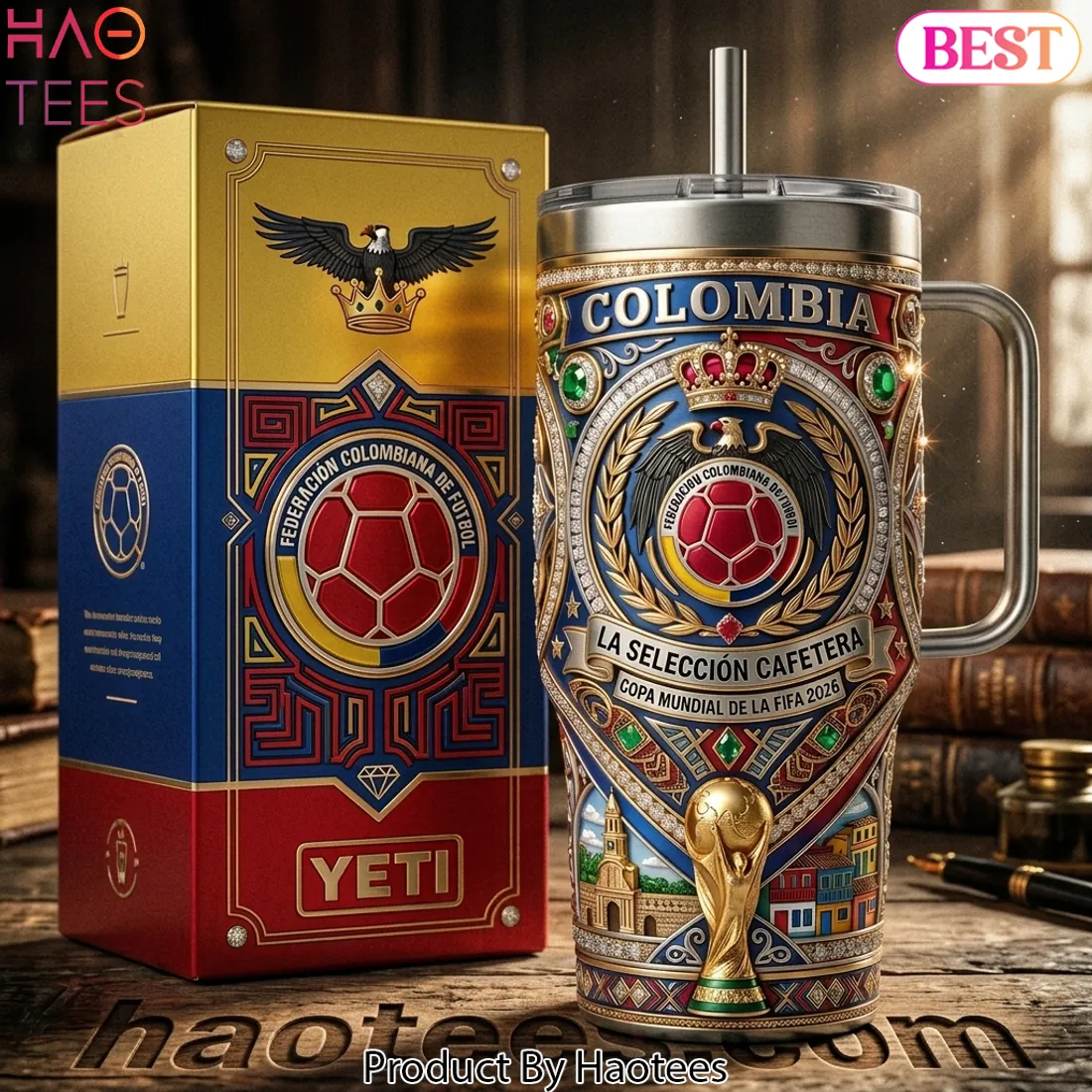 Colombia FIFA World Cup 2026 Commemorative Football Tumbler With Handle
