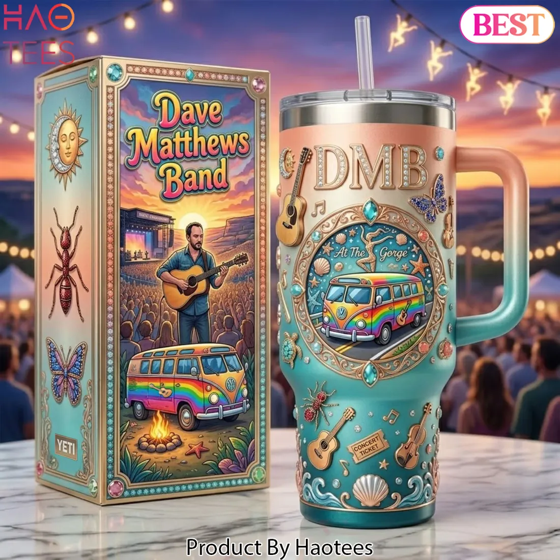 Dave Matthews Band DMB At The Gorge Gemstone 40oz Tumbler With Handle Dave Matthews Band DMB At The Gorge Gemstone 40oz Tumbler With Handle