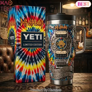 Def Leppard Pour Some Sugar On Me Rock of Ages Tie Dye Handle Tumbler