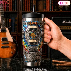 Def Leppard Pour Some Sugar On Me Rock of Ages Tie Dye Handle Tumbler