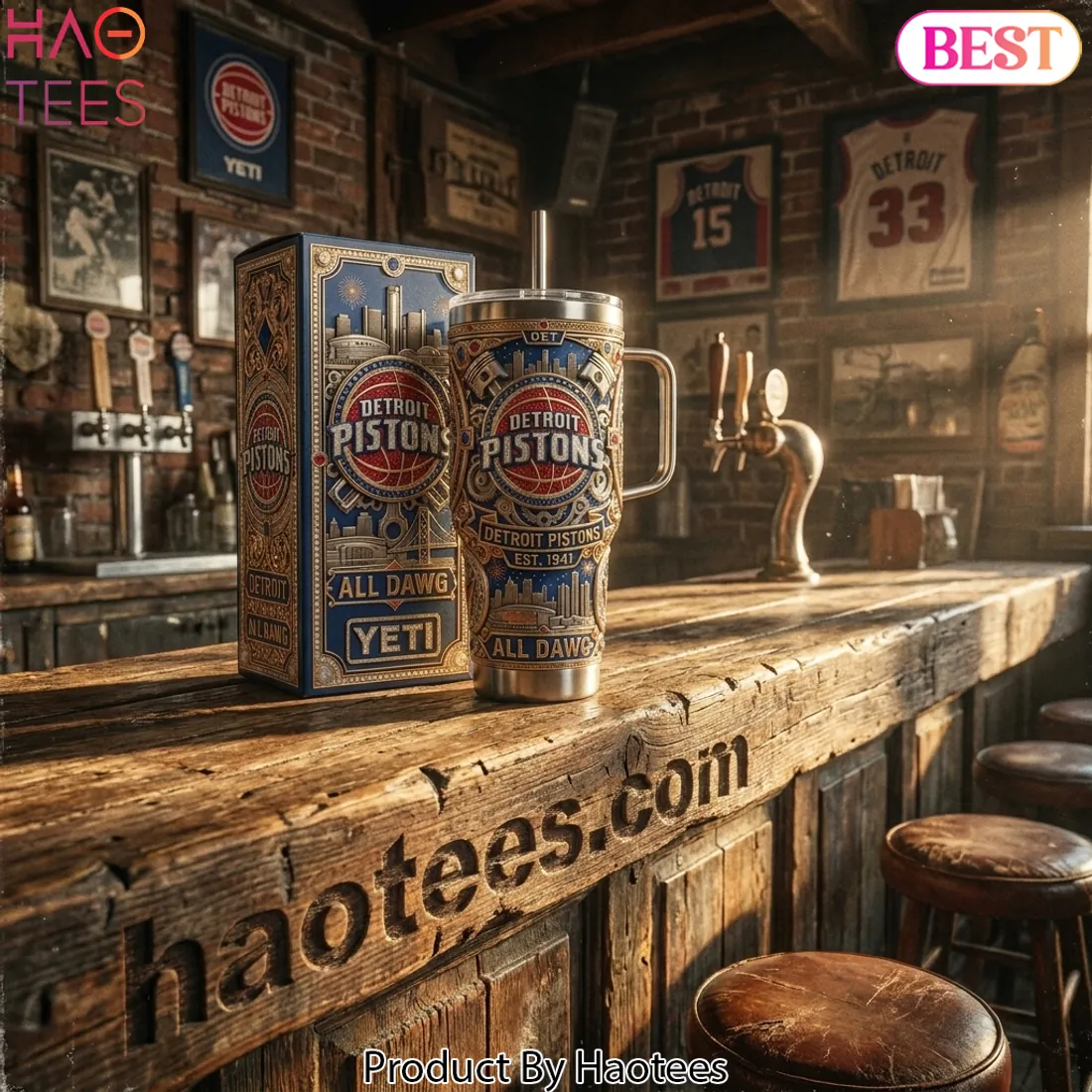 Detroit Pistons Premium 3D All Dawg 40oz Tumbler With Handle