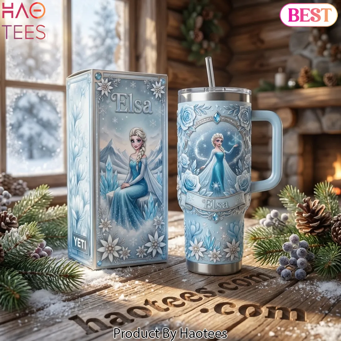 Disney Frozen Elsa Icy Floral 40oz Tumbler With Handle
